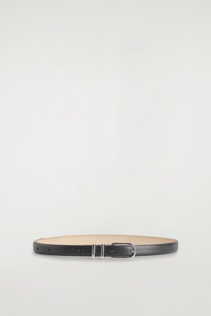 COS Women's Saffiano Leather Belt in Black