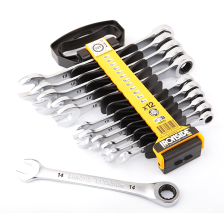 Ironside Skrallenøkkelsett 8-19Mm 12 deler
