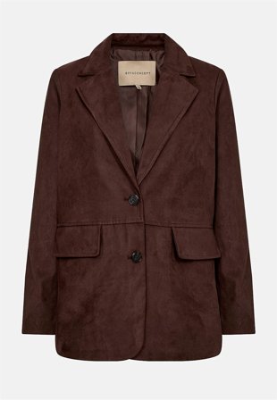 Soyaconcept - Blazer i semsket skinnimitasjon i mørk brun for damer i størrelse 40 - Cellbes