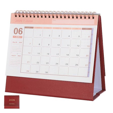 Daglig Bordskalender 2025-2026 Tjockt Papper Mörkröd 19.00X16.50X8.00CM Datumplanering 1 Set