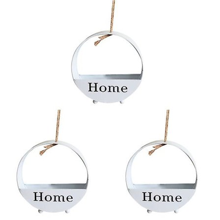 3 stk. Runde Væghængende Smukke Hængende Urtepotter Kreativ Blomsterkurv Træ Hængende Urtepotte Til Stuebord