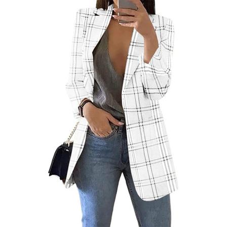 Kvinnor Långärmade Business Jackor Sjal Neck Cardigan Jacka