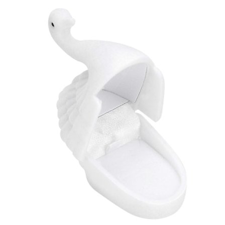 Smykkeskrin Svaneform Flocking Indvendig Retro Lille Udsøgt Unik Bærbar Øreringeæske til Julefødselsdagsgave Hvid