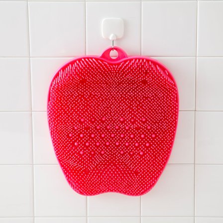 Dusj fot skrubber massasjeren renere - Sklisikker akupressurmatte med sugekopper - Rengjør, eksfolierer, masserer føttene dine (rosa)