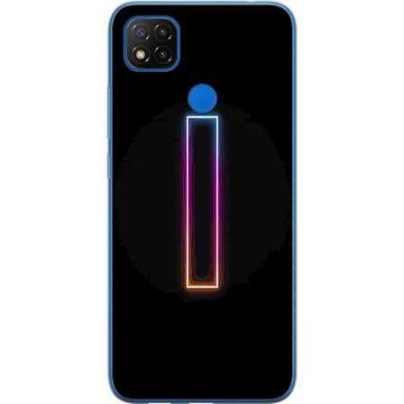 Kompatibel Mobilcover til Xiaomi Xiaomi Redmi 9C NFC Minimalistisk neonbogstav I i regnbuefarver mod mørk baggrund