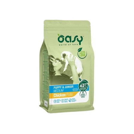 Oasy One Animal Protein Puppy & Junior Medium Con Pollo Per Cani