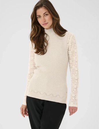 Cream Crdela Knit Sleeveless Turtleneck - Beige - L