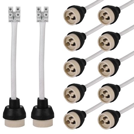 GU10 Keraamiset Kannat: 15CM/10MM Korkealaatuinen Silikonikaapeli GU10 Kanta, GU10 Kontaktilamppu GU10 Lampulle 0-250V, 3A Keraamiset GU10 Kannat - 