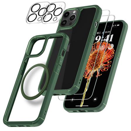 [6in1] Boom Iphone 14 Pro Skal - Linsskydd - Härdat Glas - Magsa