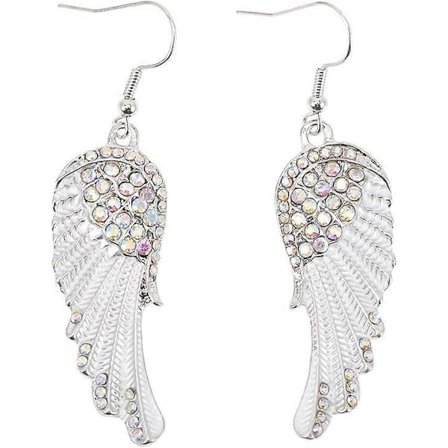1 Par Engelvinger Hengende Øredobber, Engel Hengende Øredobb, Krystall Rhinestone Engel Krok Øredobber, Dame Engelvinger Hengende Krok Øredobber, Dame