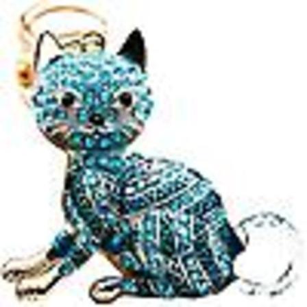 Enkel Fashion Rhinestone Interiør Tilbehør Rygsæk Vedhæng Nøglering Krystal Nøgle Vedhæng Kat Nøglering(blå)