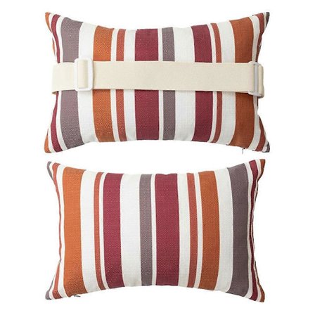 2 stk. Chaise Lounge Hovedpude med Rem Udendørs Vandtæt Nakkestøtte Pude med Justerbart Elastik A (FMY) Rødbrun