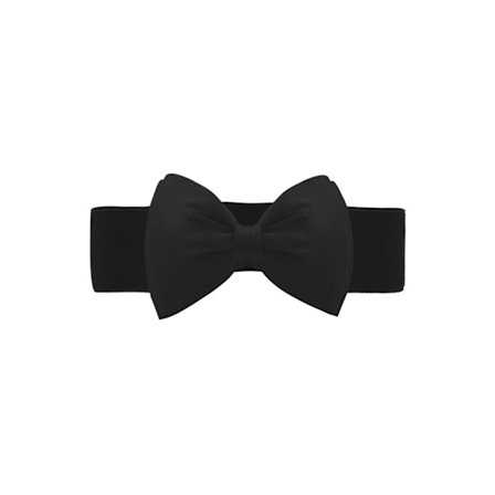 Elastisk bredt bælte til kvinder med sødt sløjfebånd, sort