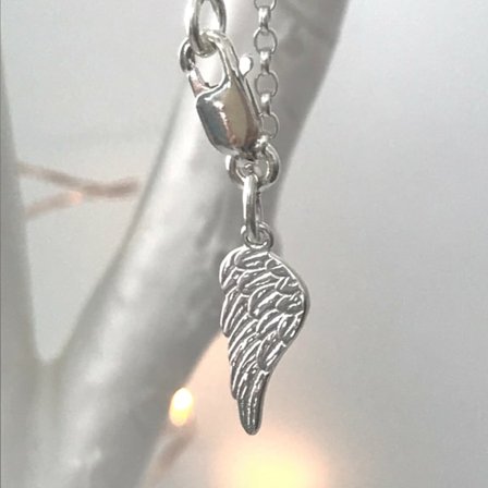 Sterling Silver Fotlänk, Ankelband med Ängelvinge Berlock på Belcherkedja