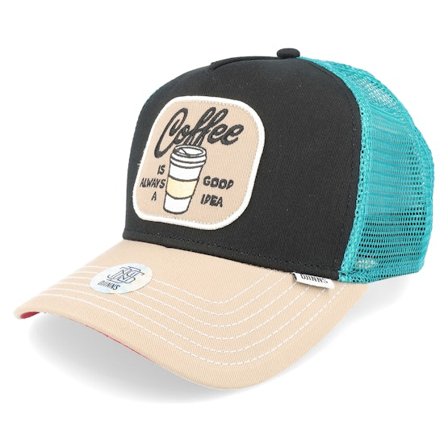 Djinns - Negro trucker Gorra - Food Coffee Black/Turquoise Trucker @ Hatstore