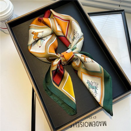 Dam 27,5" Satin Square Silk Like Hårdukar och Wraps Huvudduk för Sovande, OPP Påse Förpackning. FJ501-2