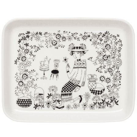 Arabia Emilia tallerken 15 x 19 cm' - 'Hvit & sort