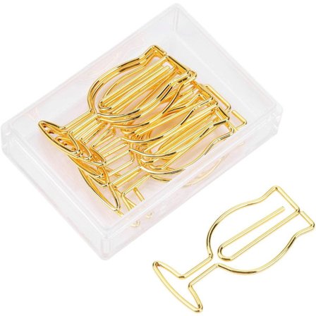 8 små papirclips, vinglas papirclips metal guld sjov