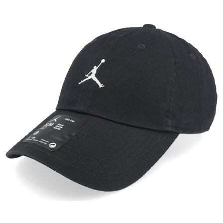 Jordan - Black unconstructed Czapka Z Daszkiem - Club Cap Swoosh Black/White Dad Cap @ Hatstore