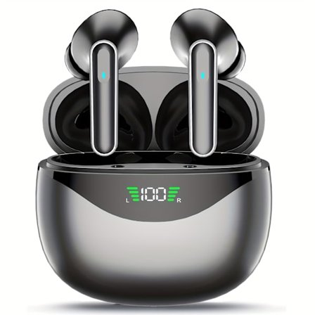 Trådlösa hörlurar, sportlurar med inbyggd mikrofon, digital LED-strömindikator, TWS in-ear hörlurar med inbyggd mikrofon