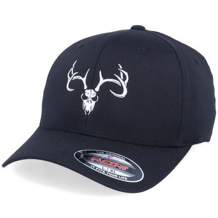 Hunter - Svart flexfit Keps - Deer Skull Black Flexfit @ Hatstore