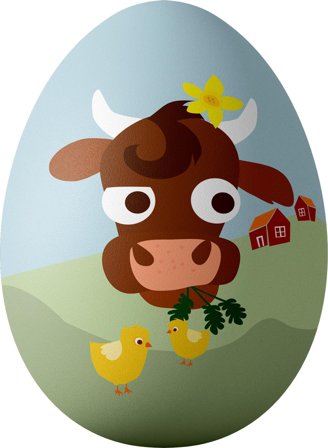 Blafre Påskeegg Ku metall 10x15