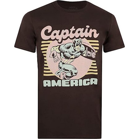 Captain America Herr 70-talets T-shirt M Mörk Choklad Brun