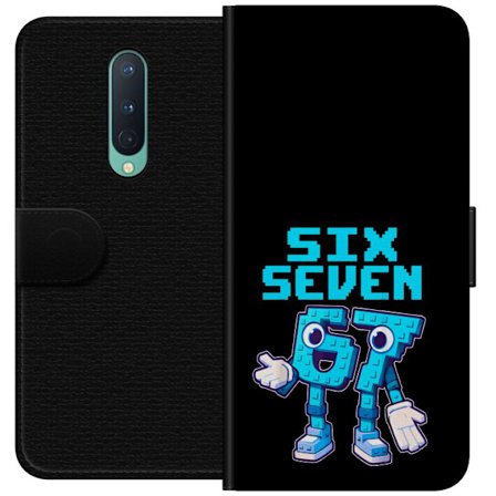 Kompatibelt Plånboksfodral till OnePlus OnePlus 8 Cyberpunkporträtt av en kvinna med färgat hår och futuristiska detaljer, neonaccentuerad digital