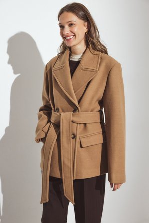 NA-KD Oversized kort kappa i ullblandning - Kappor - Brun - EU 32