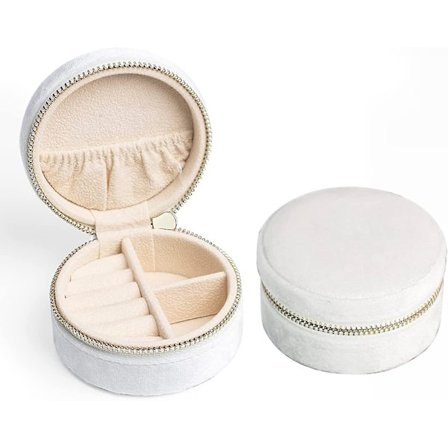 Pehmeä sametti pieni korurasia kaulakorulle sormuksen säilytysjärjestäjälle mini korukotelo korujen matkajärjestäjä naisille tytöille (helmenvalkoinen