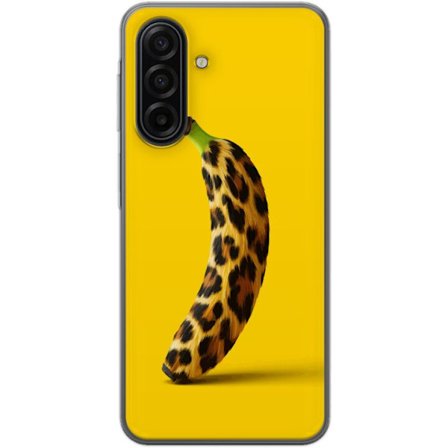 Kompatibelt Mobildeksel til Samsung Galaxy A17 5G Banan med leopardmønster mot gult bakgrunn i en kreativ og leken design