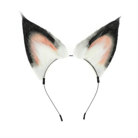 Räv Katt Lång Päls Öron Hår Huvudbonad Varg Djur Anime Halloween Juldräkt