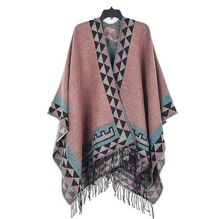 Dame Poncho Cape Åpen Front Vår Cardigan Dame Reversibel Fri Størrelse Cape Trykt Overdimensjonert Varmt