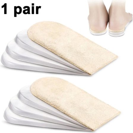 Gel Hæl Støtte til Plantar Fasciitis, 4-lags Hæl Indlæg, Hælpude, Justerbar Hælløfter til Benlængdeforskel - 1 Par