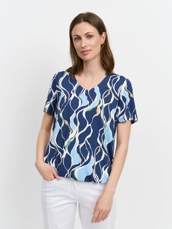 BRANDTEX - Kortærmet T-shirt - Blå Mix - Mønstret