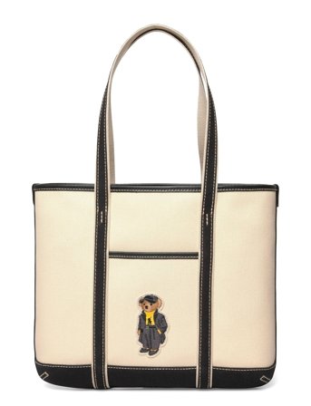 Polo Bear Canvas Small Shopper Tote Beige Polo Ralph Lauren