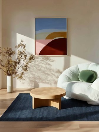 Handloom Frame 200X300 Bleu Foncé Uni Tapis De Laine