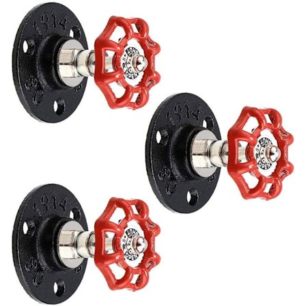 Industriell väggmonterad järnrörsjacka hattkrok med röd ventil