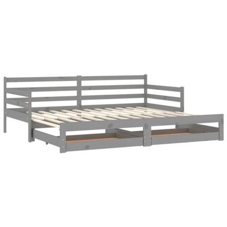 Vidaxl Dagbädd Utdragbar 2x(90x200) Cm Grå Massiv Furu Grå