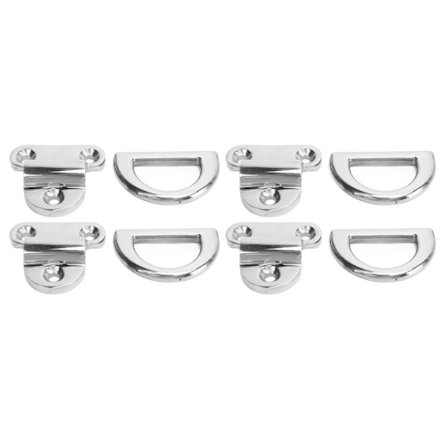 4 sarjaa 8 mm D-muotoisia taitettavia silmukkaruuveja, merilaatuista 316 ruostumatonta terästä, liitosrenkaat