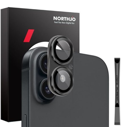 NORTHJO iPhone 16/16 Plus Camera Lens Protector Metal + Glass - Black