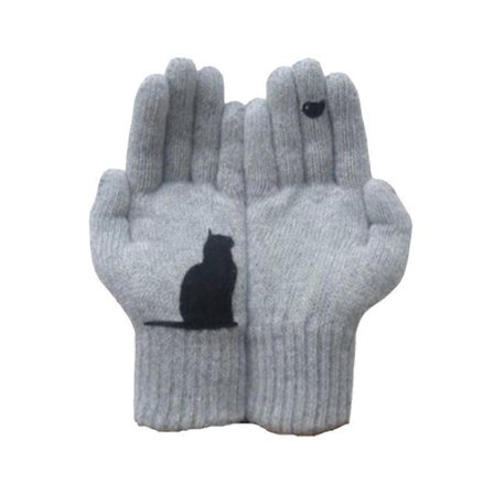 Varma Vinterhandskar Fågel Katt Lapptäcke Termiska Vindtäta Vantar Dam Herr