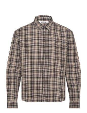 Weekday Relaxed Checked Long-Sleeved Shirt - Beige - M