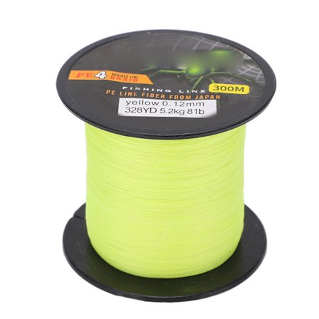 Flettet fiskesnøre 328 yards 4 tråder PE-line Slitasjebestandig flettet fisketråd Gul 0,6