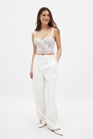 NA-KD Corset en dentelle à armatures et larges bretelles - Corset & bustier - Crème - XL