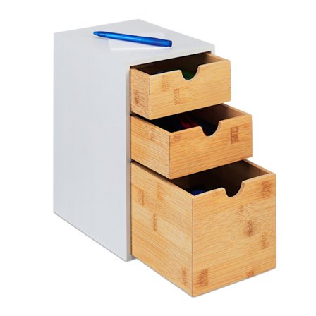Desk Organizer med 3 skuffer, bambus MDF