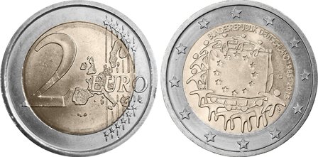 Tyskland 2015 - 30 års jubilæum for Den EuropæiskeUnions Flag - 2 euro mønt