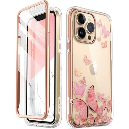 lason Cosmo Series Skal för iPhone 13 Pro Max 6,7 tum (2021 Release), Slim Full-Body Stylish Skyddande Skal med Bui PinkFly