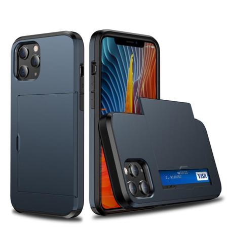 Iphone 12 Mini - Hybrid Skal Med Kortfack - Mörk Blå Darkblue Mörk Blå