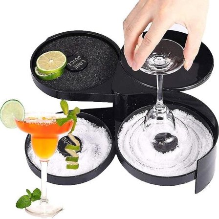 Salt Rimmer Bar Glas Rimmer Margarita Salt Sukker Cocktail Rimmer 3-etasjes roterende skuff Bartenderverktøy